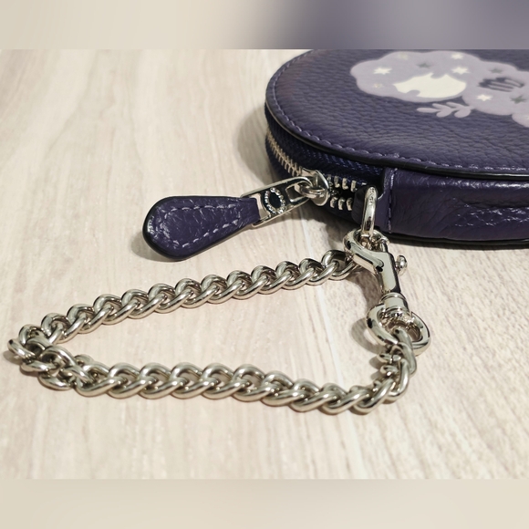 Coach Round Coin Case with Virgo Zodiac Sign Purple Silver Mermaid - Picture 9 of 14